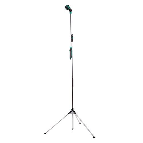 VONROC Ducha de Exterior/jardín 2 en 1 - Lanza de rociado telescópica Desmontable - Altura Ajustable 147-190 cm y Cabezal de Ducha Ajustable 180°