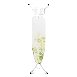 Brabantia 111143 - Mesa de Planchar, Soporte para planchas de Vapor, Estructura Blanco Puro, Multicolor (Leaf Clover), 110 x 30 cm