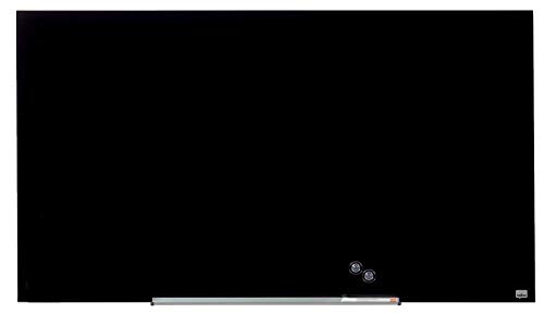 Nobo Pizarra Magnética de Cristal Con Bandeja para Rotuladores Extraíble, 1260 x 710 mm, Sistema de Instalación InvisaMount, Impression Pro, Negro, 1905181