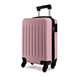 Kono Maletas de Viaje Cabina Pequeña Trolley Cabina ABS Rígida Ligera Equipaje de Mano con 4 Ruedas (19', Rosa)