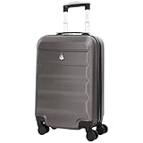 Aerolite 55cm Maleta de Cabina 34L Rigida con 4 Ruedas Equipaje De Mano, Aprobado para Ryanair, Vueling, Iberia, Air Europa, Easyjet y Muchas Más, Garantía De 5 Años (Carbón)