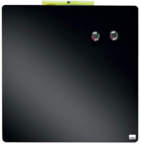 Nobo Pizarra Magnética Pequeña de Color, Sin Marco, Borrado en Seco, Fácil de Limpiar, Aptas Para Uso En Pared, Casa y Oficina, 360 x 360 mm, Negro, 1903774