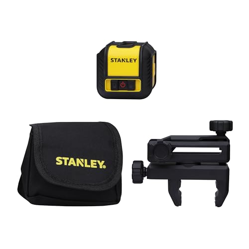 STANLEY Nivel Láser Rojo Cubix, Alcance 12m, Precisión 0,6mm/m, Autonivelante, Líneas Cruzadas, Bloqueo Péndulo, Soporte Multiposición, Pilas y Bolsa, STHT77498-1