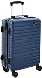 Amazon Basics - Maleta rígida con ruedas, 55 cm, tamaño para cabina, azul marino, apto para la mayoría de las aerolíneas de bajo coste