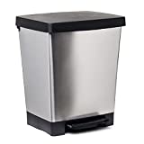 Tatay Cubo de Pedal Cubik, 23L de Capacidad, Pedal Retráctil, de Polipropileno, Libre de BPA, Bolsa Basura 30L. Color Gris Acero. Medidas 33.5 x 30 x 39cm