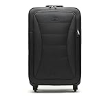 MISAKO Maleta de Tela Grande de Viaje Leslie Negro Unisex - Equipaje Blando semirrígido de 80L 77 X 46 X 26 cm de 4 Ruedas