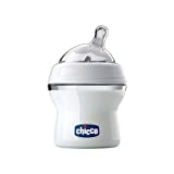 Chicco NaturalFeeling Biberón Anticólicos 0 Meses, 150 ml, con Tetina Inclinada de Silicona Suave y Doble Válvula Anti Cólicos, Alimentación Natural y Lactancia Mixta - Blanco