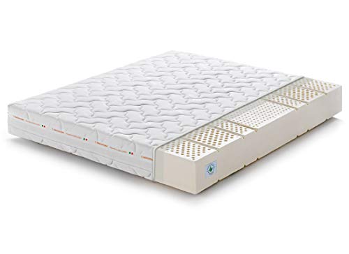 Marcapiuma Colchón Látex Matrimonio 135x190 Alto 20 cm SEVENLIFE 20 de firmeza Media 7 Zonas Ergonómico Antiácaros Antialérgico Funda desenfundable Silver 100% Fabricado en Italia