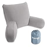iNeego Almohada de Lectura Hinchable portátil de Lectura para Respaldo de Cama Almohada de Lectura cómoda Almohada de Lectura para Biblioteca Lectura Almohada Apoyo (Gris)