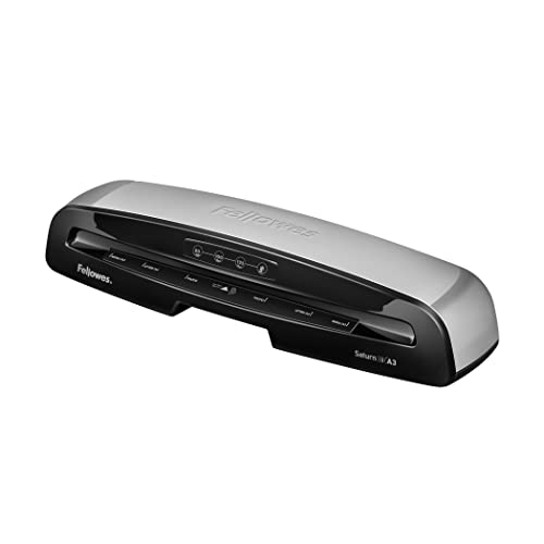 Fellowes Saturn 3i A3 - Plastificadora de documentos, libre de atascos, 80-125 micras, para uso frecuente, lista para usar en 1 minuto, apagado automático, incluye 10 fundas de plastificar A4 gratis