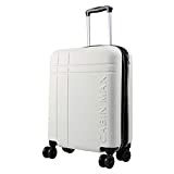 Cabin Max Velocity Maleta de 4 Ruedas rígida Ultraligera |Maleta de Equipaje de Cabina de ABS sólido 55x40x20 con Cremallera Extensible a 55x40x25. Aprobado por Voli Ryanair, EasyJet, BA, Blanco