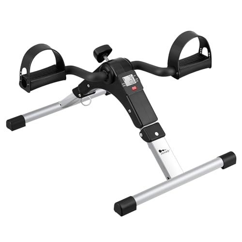 himaly Mini Bicicleta de Ejercicio Plegable Portátil para el Hogar Pedal Ejercitador Gimnasio Fitness Brazo Pierna Entrenamiento Resistencia Ajustable con Pantalla LCD para Mujeres y Hombres