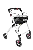 KMINA PRO - Andador para Ancianos Estrecho, Andadores para Ancianos 4 Ruedas, Andadores Adultos Plegable, Andadera para Ancianos Aluminio con Bandeja, Caminadores para Mayores para Casa