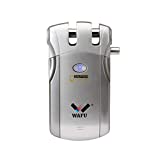 WAFU WF-018U Cerradura Electronica Invisible, Cerradura Invisible, Diseño de Sin Agujero, Método de Bloqueo de Tigre, con 4 Control Remotos, Plata