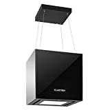 Klarstein Kronleuchter - Campana extractora con isla, hasta 600 m³/h, flujo de 3 niveles circulantes seleccionables, LED, táctil, cristal espejo, 45 cm, color negro