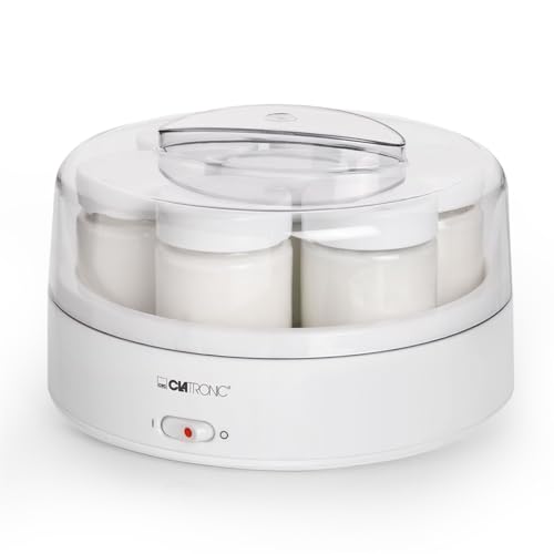 Yogurtera Clatronic para una preparación rápida y fácil | Yogurtera para yogur, queso fresco y queso crema | Yogurtera con 7 tarros de 160 ml con tapa | JM 3344