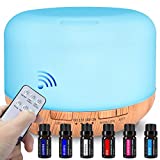 Difusor Aceites Esenciales - GLAMSVILL Ultrasónico Difusor Aromaterapia 300ml Difusor de Aroma humectador,vapor y niebla adjustable,7-Color LED,4 Temporizador para su salon, dormitorio u oficina