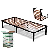 EvergreenWeb - Somier Individual 90x200 Desmontable h 35 cm de Láminas de Madera y Estructura Portante de Hierro con 6 Pies Extraíbles, Ortopédico