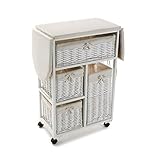 Versa 21160004 Mueble con Cestas Blanco Plancha, Madera y ratán, 85 x 36 x 135 cm