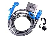 LIEBMAYA 12V Alcachofa Ducha Pistola Rociadora Portátil Auto Jardín Perro ideal para el camping, el coche o lavar al perro azul