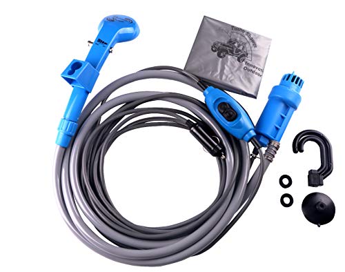 LIEBMAYA 12V Alcachofa Ducha Pistola Rociadora Portátil Auto Jardín Perro ideal para el camping, el coche o lavar al perro azul