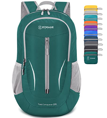 ZOMAKE Mochila Plegable Ultraligera - Mochilas de Senderismo Pequeña Mochila con Resistencia Al Agua 25L para Hombre Mujer Viaje Trekking Deporte(Verde Militar)
