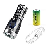 miju Mini Linterna EDC 16340 USB Recargable Mini Impermeable Glare IPX65