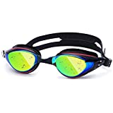 Utobest - Gafas de natación Miopía con protección UV, correas de silicona ajustables, sin fugas, gafas de natación para adultos, hombres, mujeres, niños con pinza para la nariz, tapones para los oídos, reemplazables, puente para la nariz, hombre, color negro, tamaño -2.0