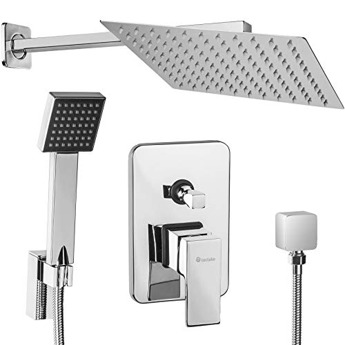 TecTake Conjunto Grifo de Ducha empotrable Moderna alcachofa Lluvia grifería Roseta