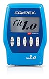 COMPEX Fit 1.0 - Electroestimulador muscular, EMS, TENS y Masaje - 4 canales independientes, 999 niveles de intensidad, 10 programas y 12 electrodos - Compatible con la App Compex Coach - Color azul