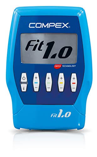 COMPEX Fit 1.0 - Electroestimulador muscular, EMS, Tens y Masaje - 4 canales independientes, 999 niveles de intensidad, 10 programas y 12 electrodos
