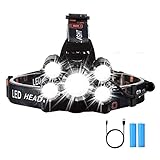 Yizhet Linterna Frontal LED Recargables Luces Super Brillantes 4 Modos de Luz y hasta 300 Metros Cabeza Impermeable para Camping/Pesca/Ciclismo/Carrera/Caza
