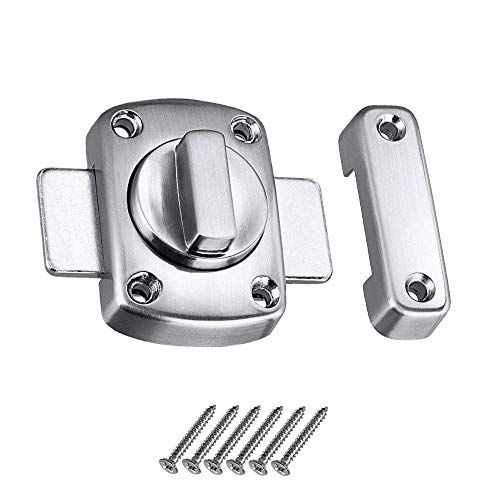 LMYTech Cerradura de Puerta Pestillo Puerta Cerrojo Puerta Inoxidable Acabado Cepillado Cerradura Antirrobo Puerta de Baño Puerta de Armario Aplicable a Varias Puertas, Silver