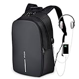 WinCret Acolchada Mochila Portatil y Chubasquero - Anti-Robo Mochila para portátil 15,6 Pulgadas con Puerto de Carga USB y Toma de Auriculares - Impermeable Ordenador Backpack Negocio Trabajo Viaje
