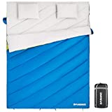 FUNDANGO Saco de Dormir Doble Enorme para Adultos Clima frío Extremo 0 Grado Ligero Compacto Impermeable para Acampar Mochilero Senderismo Oversize XL con Saco de compresión 3-4 Estaciones 220 * 168cm