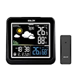 FLYLAND Estación meteorológica inalámbrica, estación de pronóstico Digital de termómetro Interior y Exterior con Alarma, Monitor de Temperatura y Humedad en el hogar, higrómetro y Sensor Remoto…