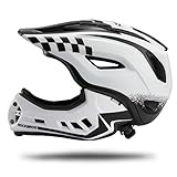 Casco de bicicleta ROCKBROS, casco integral para bici, casco para downhill, casco infantil 54-58 cm, desmontable, de poliestireno expandido/policarbonato con 12 aperturas de ventilación, antigolpes, antisudor, negro blanco