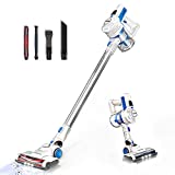 JASHEN Aspirador sin Cable, Aspirador Escoba de Mano 180W Ultraligera 2 en 1, LED Cabeza, 2 Velocidades, Duración de la Batería es Larga-Azul