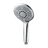 GRIFEMA Ducha de mano grande y redonda COMPLENTO-G803 de 120 mm con función de ahorro de agua, cabezal de ducha portátil con 5 patrones de rociado, cromado