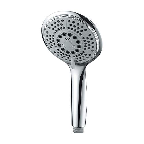 GRIFEMA Ducha de mano grande y redonda COMPLENTO-G803 de 120 mm con función de ahorro de agua, cabezal de ducha portátil con 5 patrones de rociado, cromado