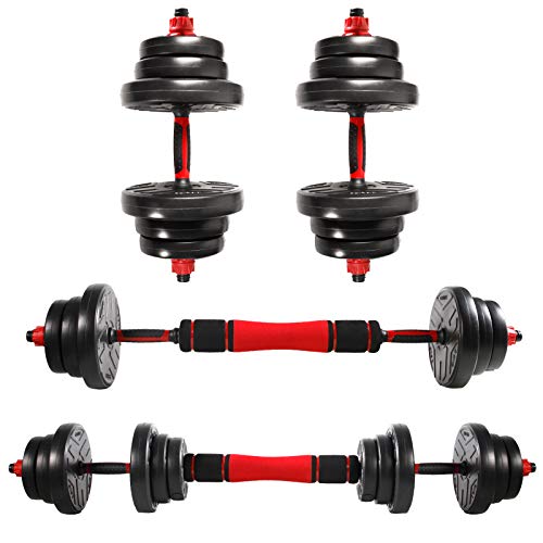 CCLIFE Mancuernas Ajustables con Barra Conexion y Discos 20/30/40KG Juego Pesas 2en1