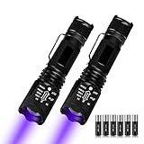 Linterna Táctica y UV 2 en 1, morpilot 2 Paquete Linterna LED 500LM, Linterna Ultravioleta, Luz UV con 4 Modos, Zoom IN/OUT, 395nm, Aluminio, Anti-caída, Impermeable IPX4, 6 Baterías Incluidas