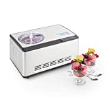 Klarstein Dolce Bacio Premium Edition - Máquina para hacer helados, sorbetes y yogures, Heladera compresión, Fabrica 2 litros de helado/hora, Pantalla LCD táctil, Temporizador, Acero inoxidable
