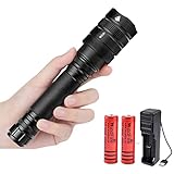 WINDFIRE Linterna LED Ultra Brillante Recargable y Impermeable, 5000 Lúmenes 5 Modos zoom Antorcha de Mano Linterna Táctica para Camping Senderismo