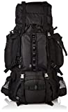 Amazon Basics - Mochila de senderismo con estructura interna y capa para lluvia, 55 L, Negro