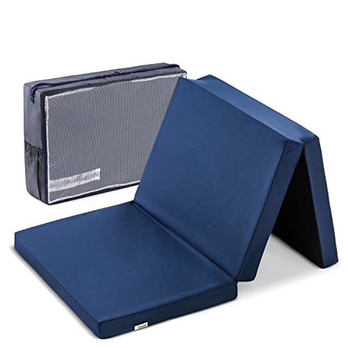 hauck Colchon Cuna de Viaje Plegable 120 x 60 cm - Colchoneta Espuma 5 cm de Grosor - Suelo Parques Infantiles - Colchón Parque Cuna - Bolsa Incluida - Azul