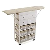 Versa 21160003 Mueble Cajonero Cocina Blanco Plancha, Madera y ratán, 83 x 32 x 120 cm