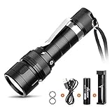 Linterna de Buceo Volador, 5 Modos Mini Linterna Submarina Recargable de 1080 lúmenes, Buceo Antorcha LED SAMSUNG LH351D, luces Sumergibles de 100 Metros Luces Sumergibles con Batería 18650 y Cargador