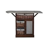 Rebecca Mobili Mueble para coser y manualidades , 3 cestas mimbre 1 puerta, madera paulownia, marrón, shabby rustico, lavandería- Medidas: 84 x 65 x 35 cm ( AxANxF) - Art. RE4346