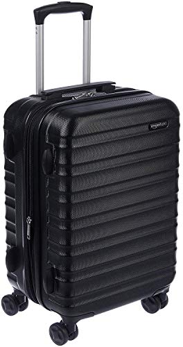 Amazon Basics - Maleta de Cabina Rígida Expandible, Equipaje de Mano en ABS, con 4 Ruedas Giratorias, 55 cm, Negro